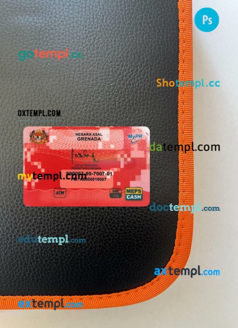 Malaysia permanent resident card editable PSD files, scan look and photo-realistic look, 2 in 1 - Image 2