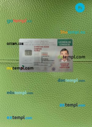 Mexico driving license PSD files, scan look and photographed image, 2 in 1, 2019-present