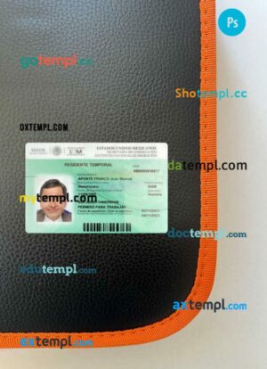 Mexico residence permit editable PSD files, scan look and photo-realistic look, 2 in 1, 2021-present