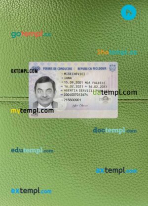 Moldova driving license PSD files, scan look and photographed image, 2 in 1, 2021-present