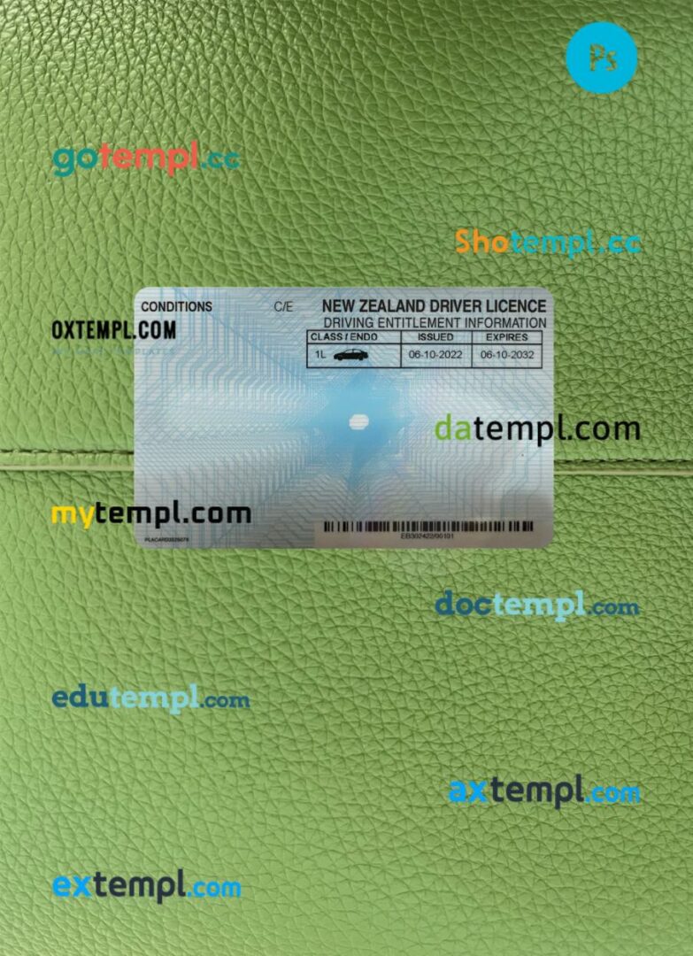 New Zealand driving license PSD files, scan look and photographed image, 2 in 1, 2022-present - Image 2