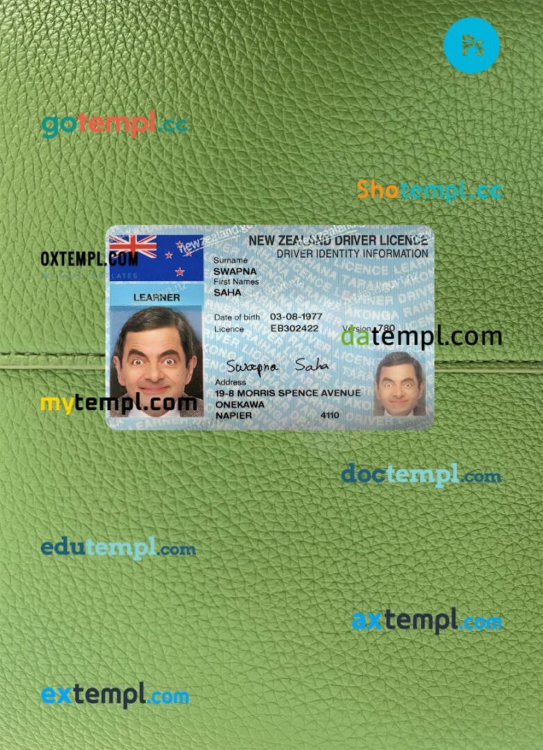 New Zealand driving license PSD files, scan look and photographed image, 2 in 1, 2022-present