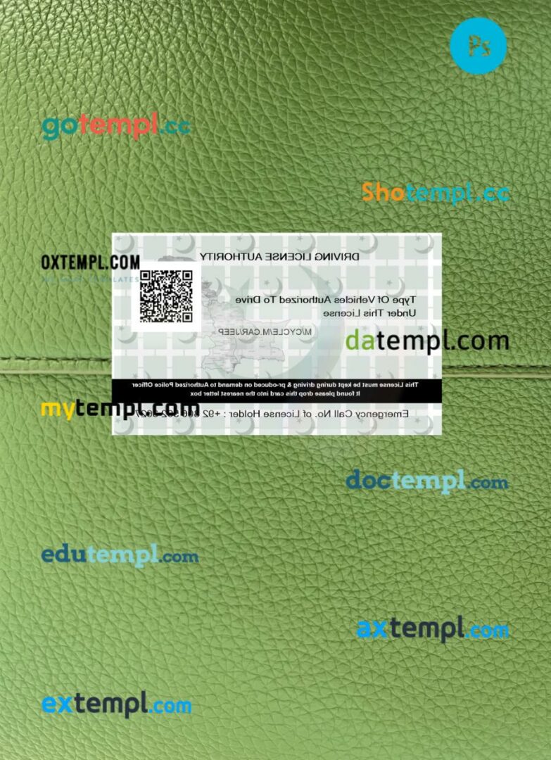 Pakistan international driving license PSD files, scan look and photographed image, 2 in 1, 2022-present - Image 2