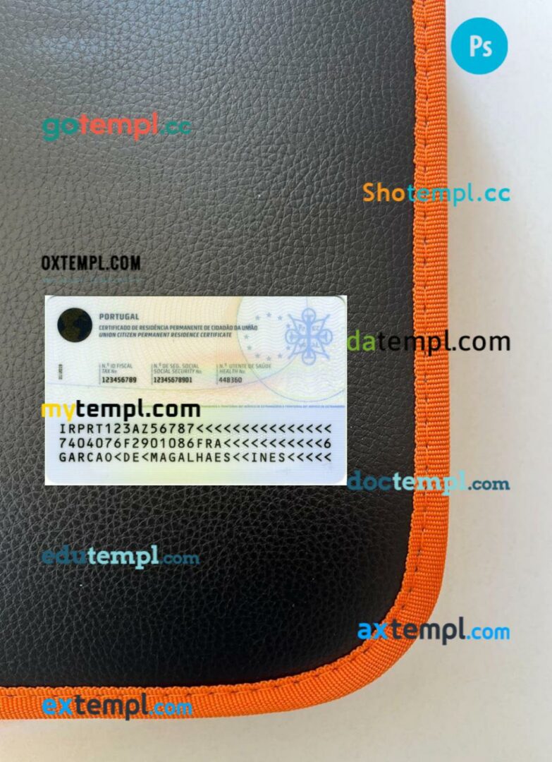 Portugal permanent residence certificate editable PSD files, scan look and photo-realistic look, 2 in 1 - Image 2