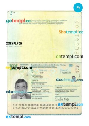 Sao Tome and Principe passport PSD template, 2023-present