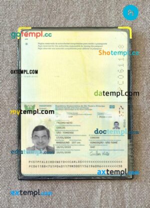 Sao Tome and Principe passport editable PSD files with address page, scan and photo-realistic look, 2023-present