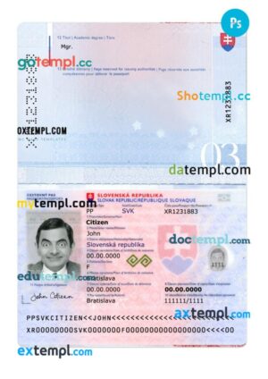 Slovakia passport PSD template, 2024-present