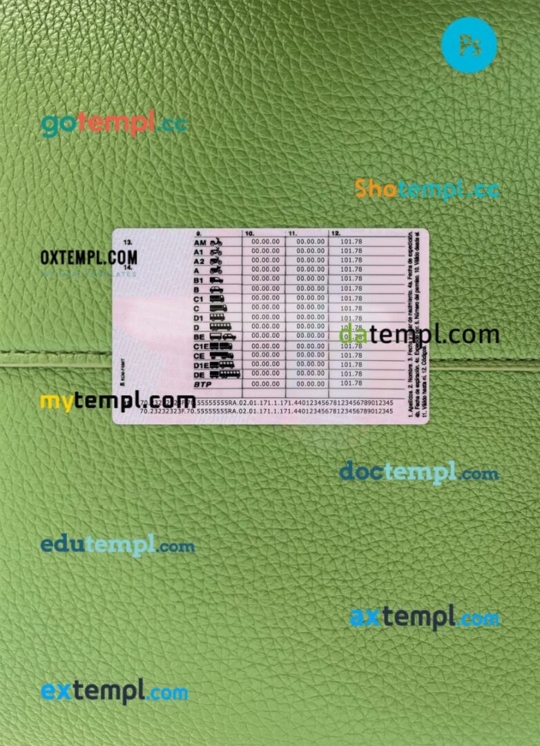 Spain driving license PSD files, scan look and photographed image, 2 in 1, version 2 - Image 2