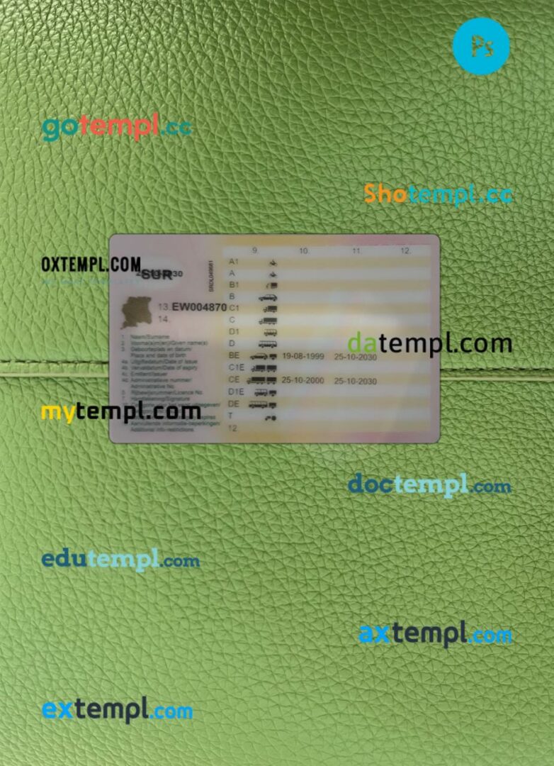 Suriname driving license PSD files, scan look and photographed image, 2 in 1, 2022-present - Image 2