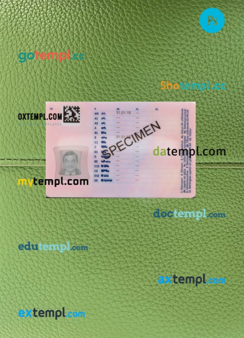 Sweden driving license PSD files, scan look and photographed image, 2 in 1PSD files, scan look and photographed image, 2 in 1, 2025-present - Image 2