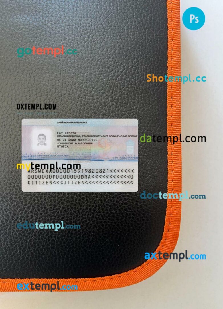 Sweden residence permit editable PSD files, scan look and photo-realistic look, 2 in 1, 2022-present - Image 2