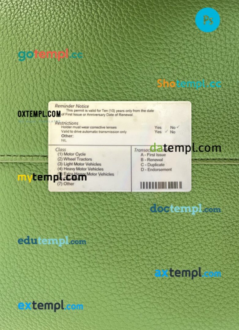 Trinidad and Tobago driving license PSD files, scan look and photographed image, 2 in 1, 2018-present - Image 2