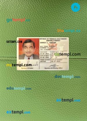Trinidad and Tobago driving license PSD files, scan look and photographed image, 2 in 1, 2018-present