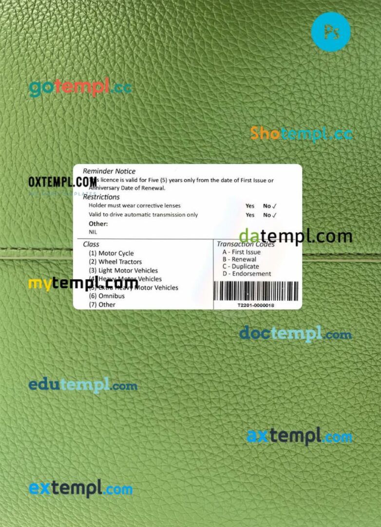 Trinidad and Tobago driving license PSD files, scan look and photographed image, 2 in 1 - Image 2