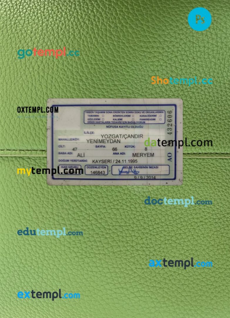 Turkey driving license PSD files, scan look and photographed image, 2 in 1, 2014-present - Image 2