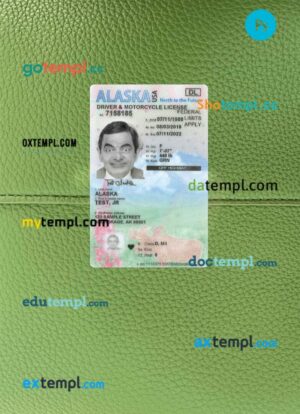 USA Alaska under 21 driving license PSD files, scan look and photographed image, 2 in 1