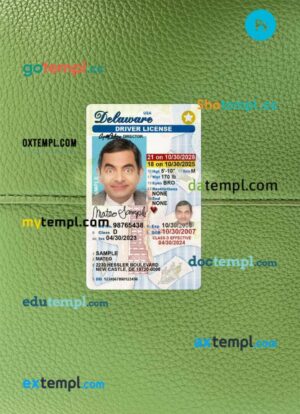 USA Delaware under 21 driving license PSD files, scan look and photographed image, 2 in 1