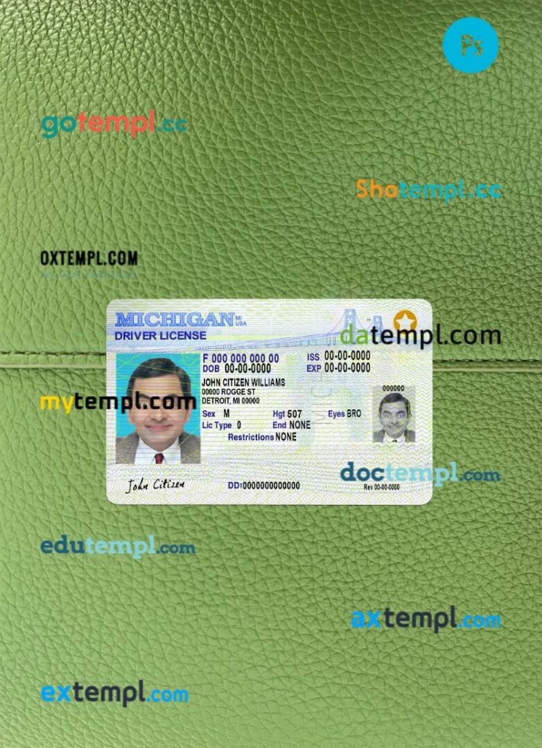 USA Michigan DL PSD files, scan look and photographed image, 2 in 1, 2021-present