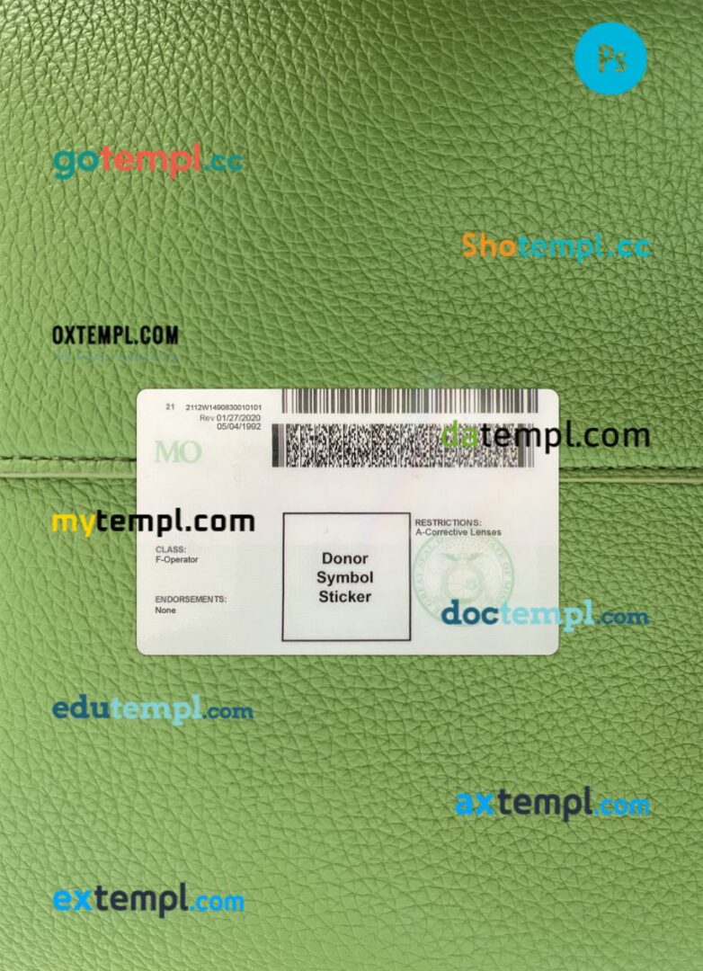 USA Missouri driving license PSD files, scan look and photographed image, 2 in 1, 2021-present - Image 2