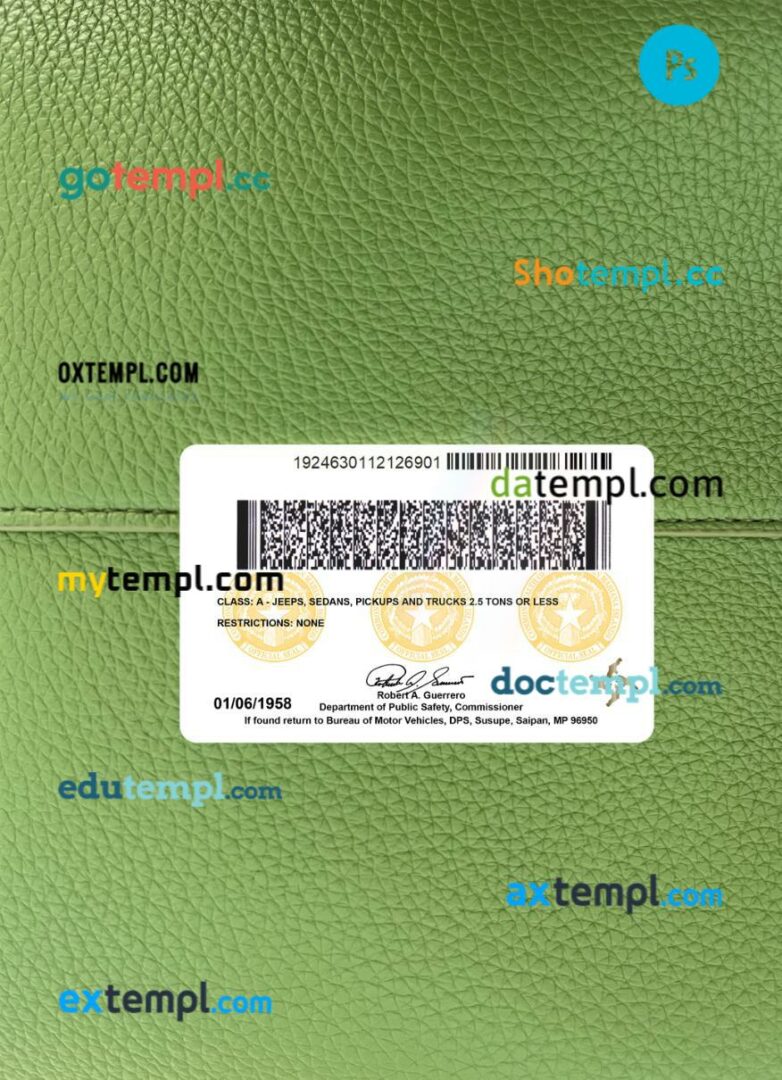 USA Northern Mariana Islands under 21 driving license PSD files, scan look and photographed image, 2 in 1, 2019-present - Image 2