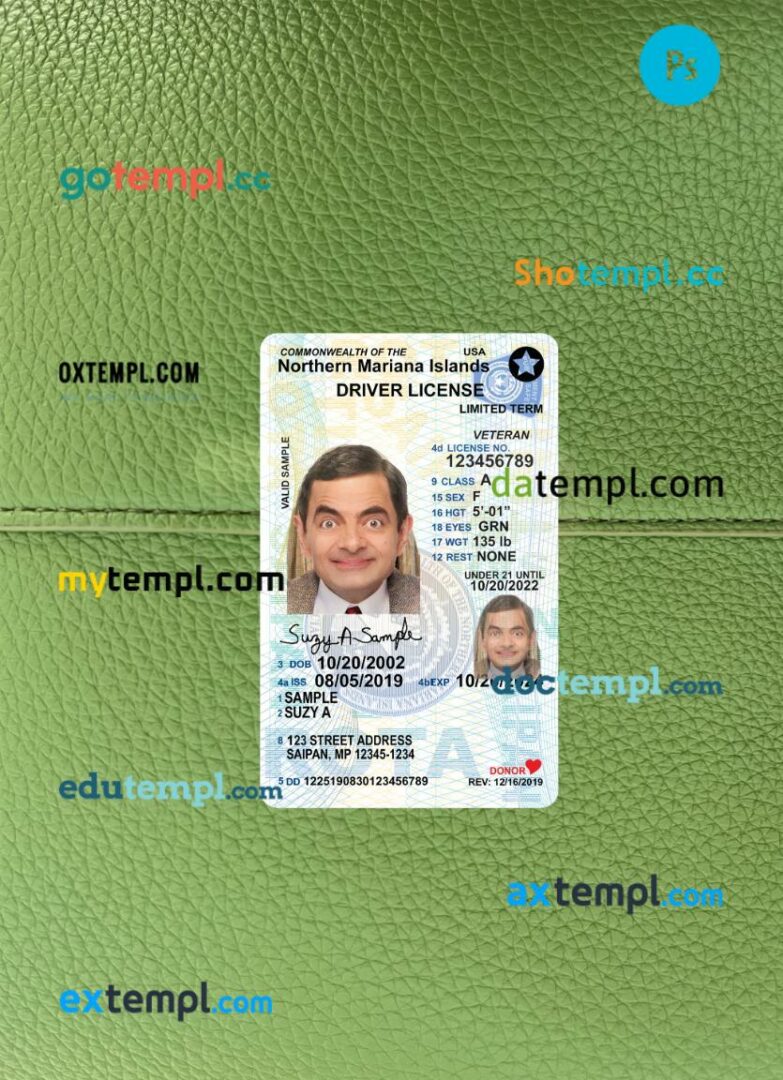 USA Northern Mariana Islands under 21 driving license PSD files, scan look and photographed image, 2 in 1, 2019-present