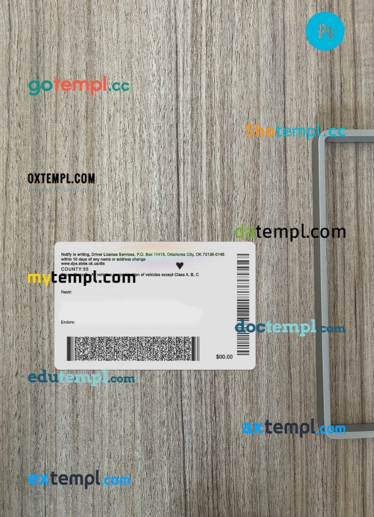 USA Oklahoma under 21 driving license PSD files, scan look and photographed image, 2 in 1, 2020-present - Image 2