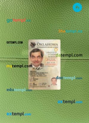 USA Oklahoma under 21 driving license PSD files, scan look and photographed image, 2 in 1
