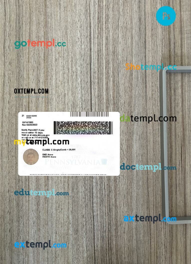 USA Pennsylvania driving license PSD files, scan look and photographed image, 2 in 1, 2024-present - Image 2