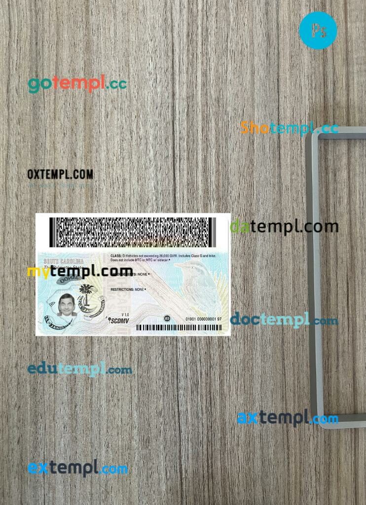 USA South Carolina driving license PSD files, scan look and photographed image, 2 in 1, 2025-present - Image 2