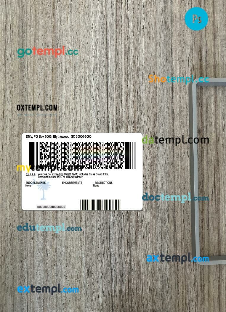 USA South Carolina under 21 driving license PSD files, scan look and photographed image, 2 in 1 - Image 2