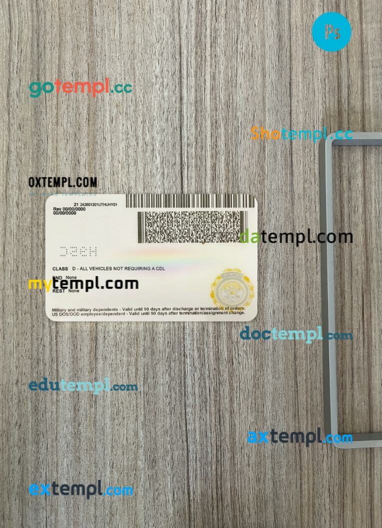 USA Utah driving license PSD files, scan look and photographed image, 2 in 1, 2021-present, version 2 - Image 2