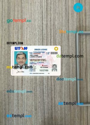 USA Utah driving license PSD files, scan look and photographed image, 2 in 1, 2021-present, version 2
