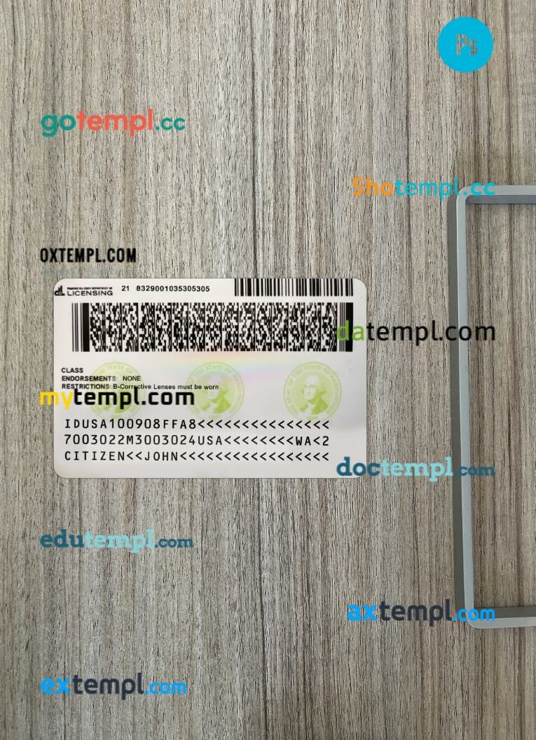 USA Washington driving license PSD files, scan look and photographed image, 2 in 1, 2022-present - Image 2