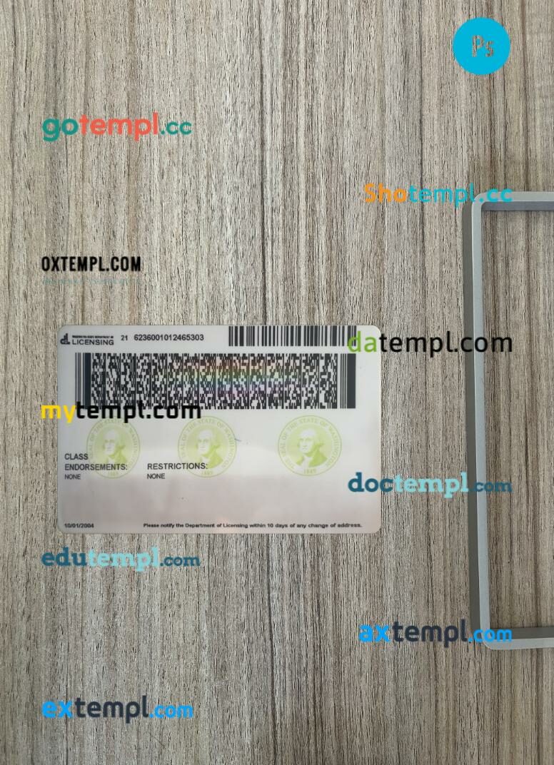 USA Washington under 21 intermediate driving license PSD files, scan look and photographed image, 2 in 1 - Image 2