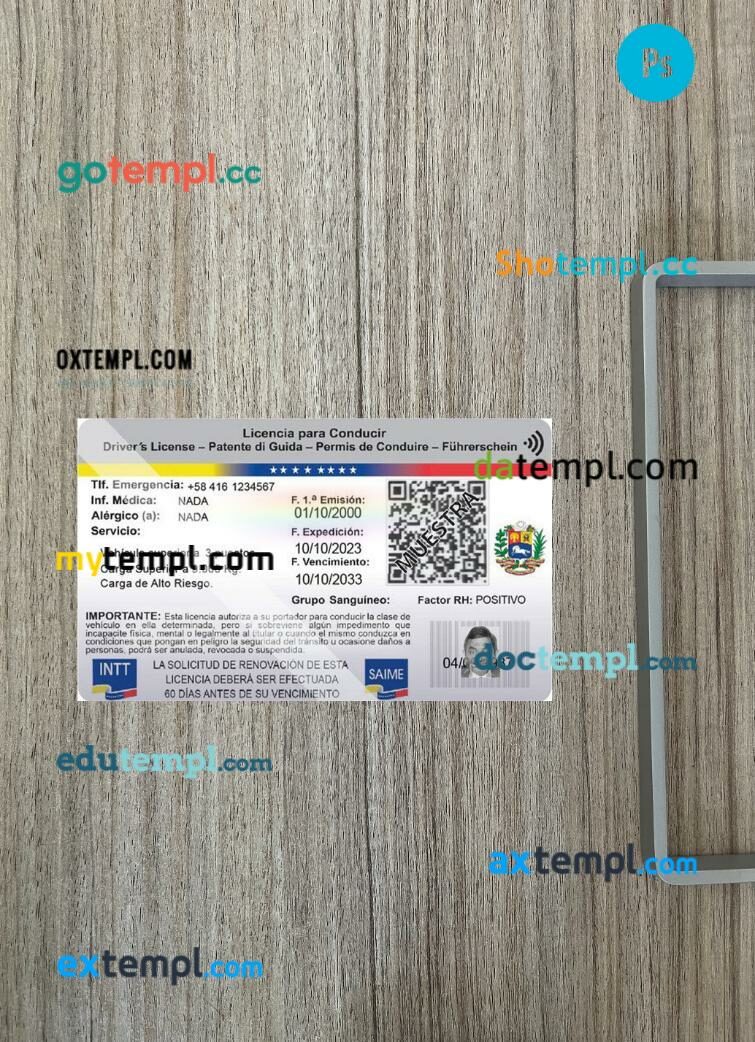 Venezuela driving license PSD files, scan look and photographed image, 2 in 1, 2023-present - Image 2