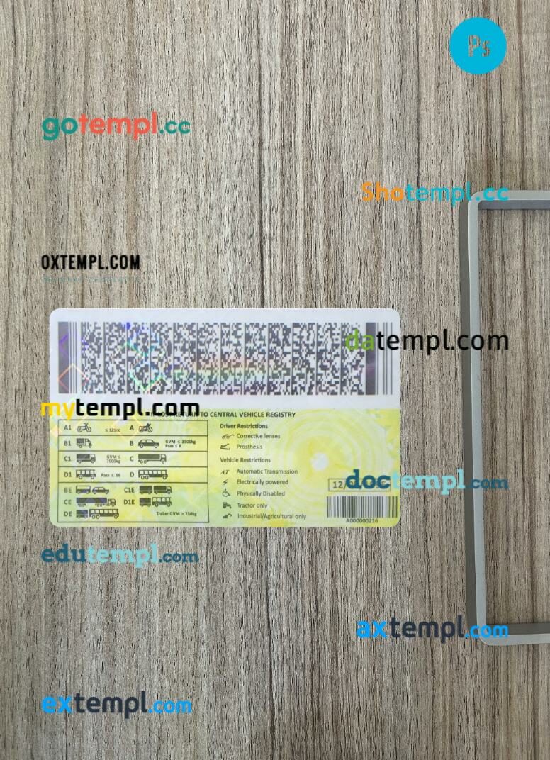Zimbabwe driving license PSD files, scan look and photographed image, 2 in 1 - Image 2