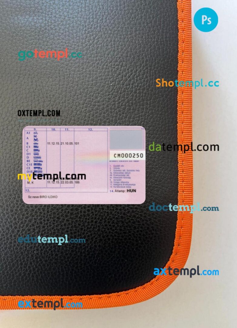 Hungary driving license PSD files, scan look and photographed image, 2 in 1, version 2 - Image 2
