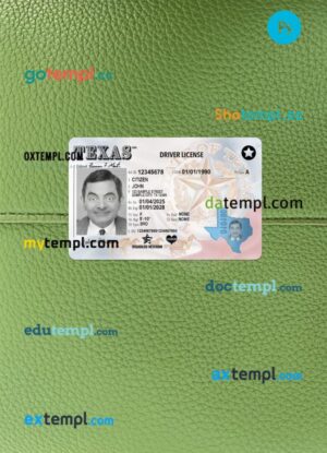 USA Texas driving license PSD files, scan look and photographed image, 2 in 1, 2025-present
