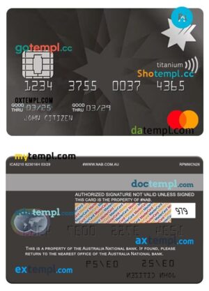Australia National Australia Bank Limited titanium mastercard template in PSD format