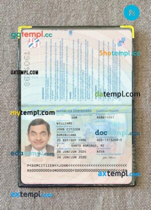 Dominicana passport PSD files with address page, scan and photo-realistic look, 2024-present