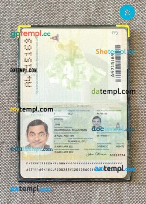 Ecuador passport PSD files with address page, scan and photo-realistic look, 2022-present