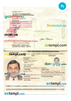 Madagascar passport PSD template, 2023-present