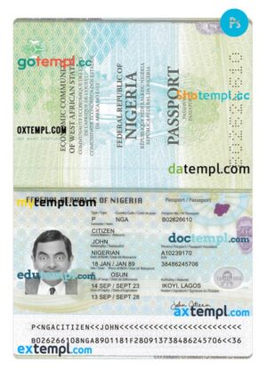 Nigeria passport PSD template, 2023-present
