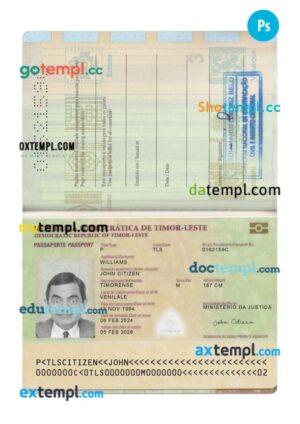 Timor-Leste passport PSD template, 2024-present