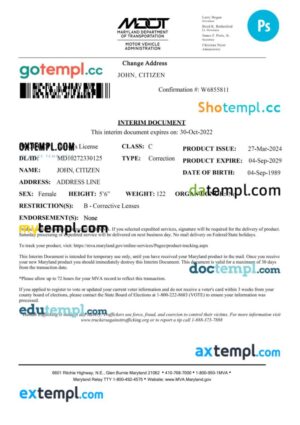USA Maryland Department of Transportation - interim driving permit