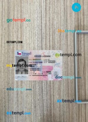 USA Texas new driving license PSD files, scan look and photographed image, 2 in 1, version 2