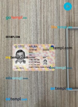 Aruba driving license PSD files, scan look and photographed image, 2 in 1