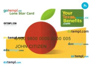 USA Texas EBT card template in PSD format