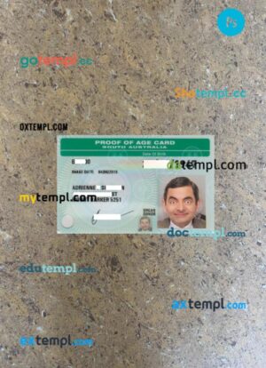 Australia South Australia proof of age card PSD files, scan and photo taken image, 2 in 1