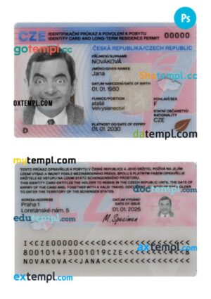 Czech ID card and long-term residence permit PSD template, 2026-present